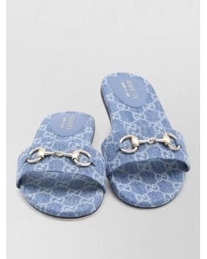 Gucci Slides Horsebit Detail Denim Sole - Blue