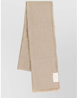 Brunello Cucinelli Linen Lurex Scarf Fringed Edges Lightweight - Natural