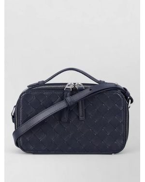 Bottega Veneta Mini Intrecciato Leather Crossbody Phone Bag - Blue