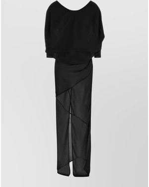 Entire studios Asymmetrical Skirt Dress Draped Sheer Wrap - Black