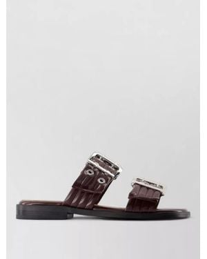 Ganni Leather Sandals - Brown