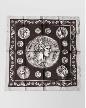 Dolce & Gabbana Silk Printed Square Scarf - Metallic