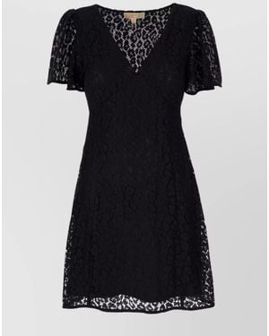 Michael Kors Lace Flared Hem Mini Dress - Black