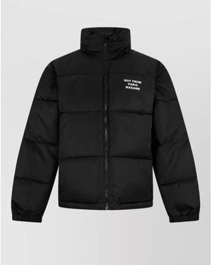Drole de Monsieur Padded High-Collar Logo-Patch Coat - Black
