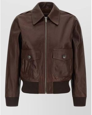 A.P.C. Leather Gaelle Blouson Jacket - Brown