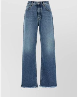 Alessandra Rich Denim Wide-Leg Trousers - Blue