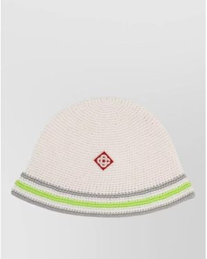 CASABLANCA Knit Hat Logo Crochet Design Stripes - Green