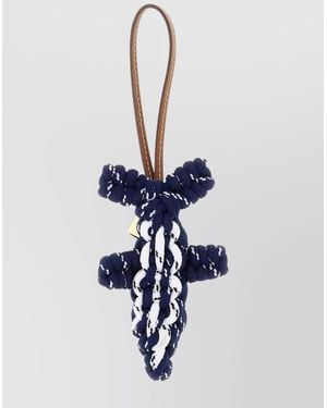 Miu Miu Braided Keyring Leather Strap - White