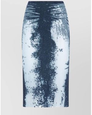 DIESEL Metallic Knit Midi Fitted Skirt - Blue