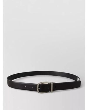 Dolce & Gabbana Leather Belt Metal Logo Buckle - Grey