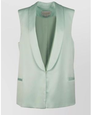 Genny Sleeveless Satin Tailoring Jacket And Vest - Green