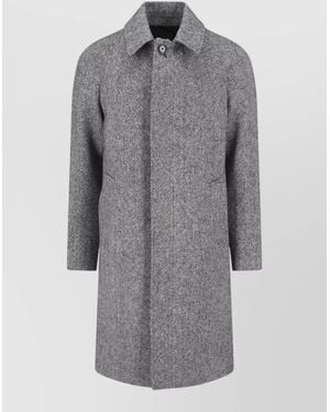 Lardini Mid Length Coat Notched Collar Tailored Fit - Grey