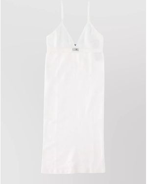 MM6 by Maison Margiela Midi Dress Spaghetti Straps V Neckline - White