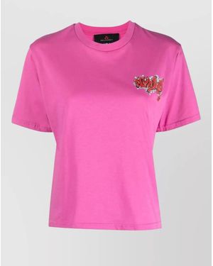 Peuterey Logo T Shirt Graffiti Chest Print - Pink