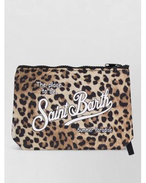 MC2 Saint Barth Aline Clutch Bag Leopard Print Wrist Strap - Multicolour