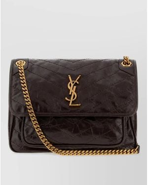 Saint Laurent Niki Medium Leather Clutch Bag - Black