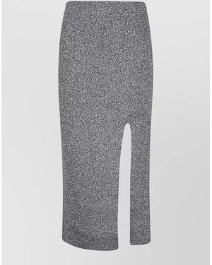 Circus Hotel Viscose Midi Skirt High Waist Slit - Grey