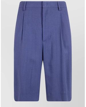 Tagliatore Effie Bermuda Pants Pleated Pockets - Blue