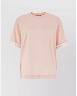 Burberry Ribbed Crew-Neck Oversized Cotton T-Shirt - Pink