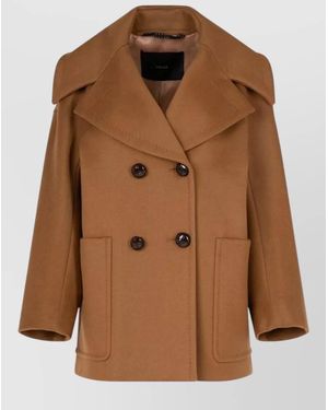 Max Mara Peacoat Double Breasted Coat Large Lapels - Brown