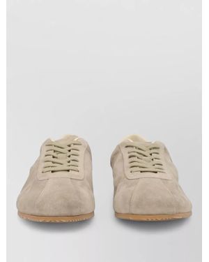Common Projects Low Top Suede Sneakers Perforated Rubber Sole - Natural