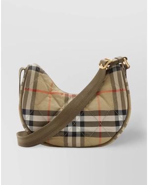 Burberry Horseshoe Recycled Polyamide Shoulder Bag - Natural