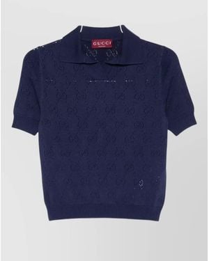 Gucci Silk Polo Top - Blue