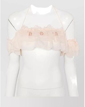 Ermanno Scervino Embroidered Halter Neck Off Shoulder Top - White