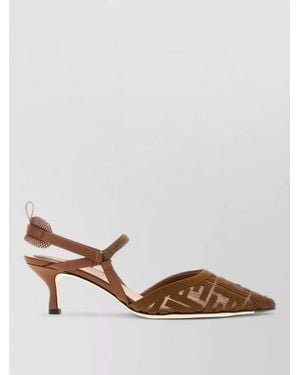 Fendi Mesh Ff-Embroidered Slingback Sandals - Multicolour