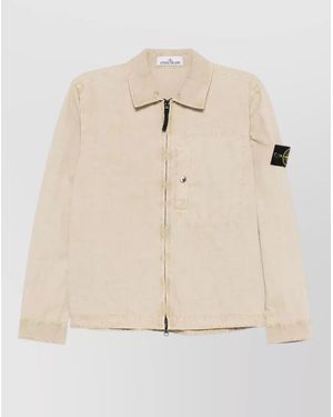 Stone Island Cotton Shirt Jacket - Natural