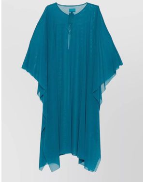 Fisico Mesh Kaftan Dress Cold Shoulder Design - Blue