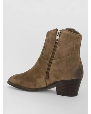 Ash Suede Ankle Boots Block Heel - Brown