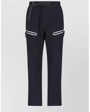 and wander Straight Leg Belted Waist Trousers Zippered Pockets - Black