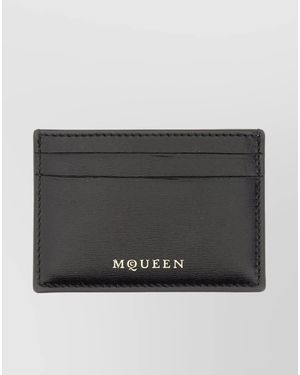 McQueen Leather Logo Card Holder - Grey
