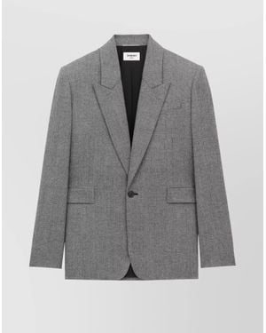 Saint Laurent Prince Of Wales Wool Flannel Jacket - Grey