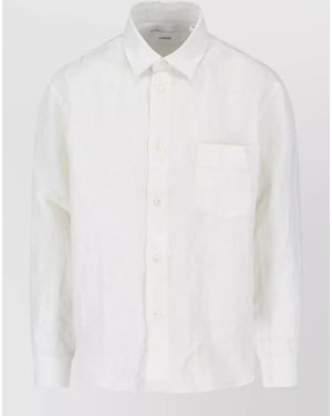 Lardini Shirt Long Sleeves Button Down Collar Pocket - White