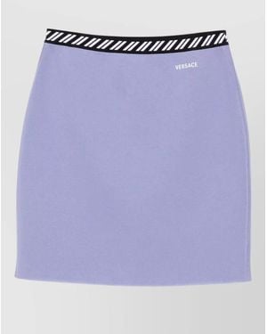 Versace Cotton Knit Dress Crew Neck Short - Purple
