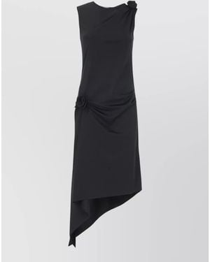 Coperni Asymmetrical Fitted Dress Sleeveless Roses Detail - Blue