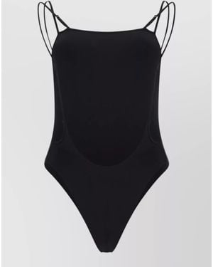 Tom Ford High Leg Lounge Bodysuit Scoop Neckline - Black