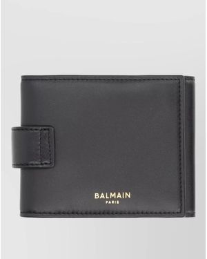 Balmain Leather Trifold Wallet - Grey