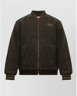 DIESEL Casual Fit Blazer Textured Fabric Ribbed Cuffs - Black