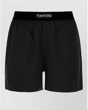 Tom Ford Silk Logo Waistband Pyjama Shorts - Black