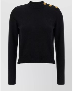 Balmain Cashmere Sweater With Button Detail - Blue
