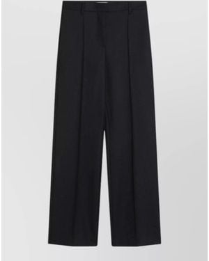 Prada Pleated Front Wide Leg Trousers Belt Loops - Blue
