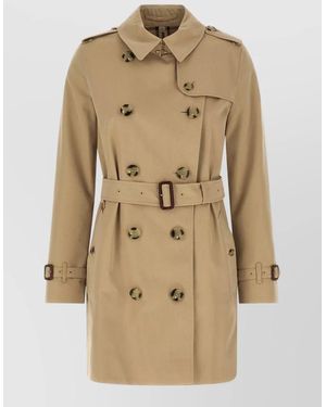 Burberry Kensington Trench Coat Belted Waist Epaulettes - Natural