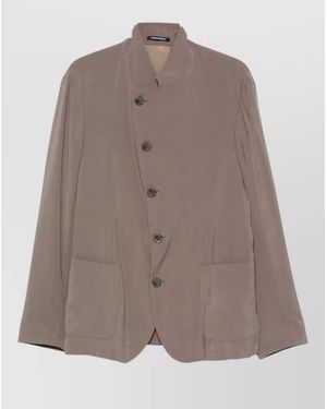 Emporio Armani Tailored Blazer Jacket Front Pockets Stand Collar - Brown