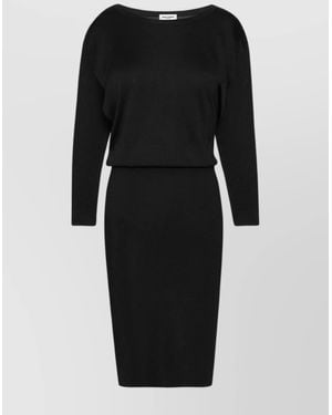 Saint Laurent Semi-Sheer Knitted Open-Back Midi Dress - Black