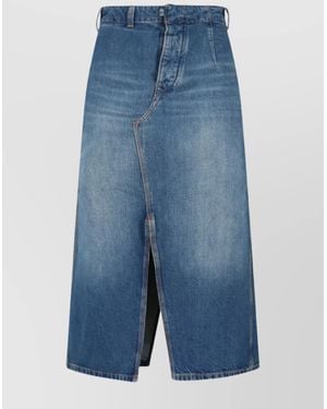 Victoria Beckham Midi Skirt With Front Slit And Pockets - Blue