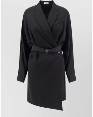 Brunello Cucinelli Shirt Dress Tuxedo Band Belted Design - Black