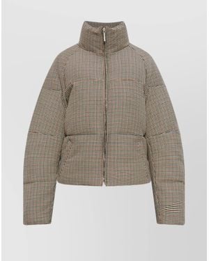 Marni Quilted High Collar Jacket With Side Pockets - Natural